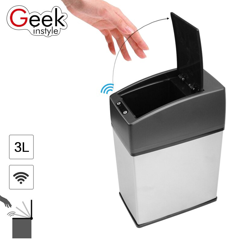 Small Kitchen Garbage Can
 Geekinstyle 3L Mini Stainless Steel garbage can touchless