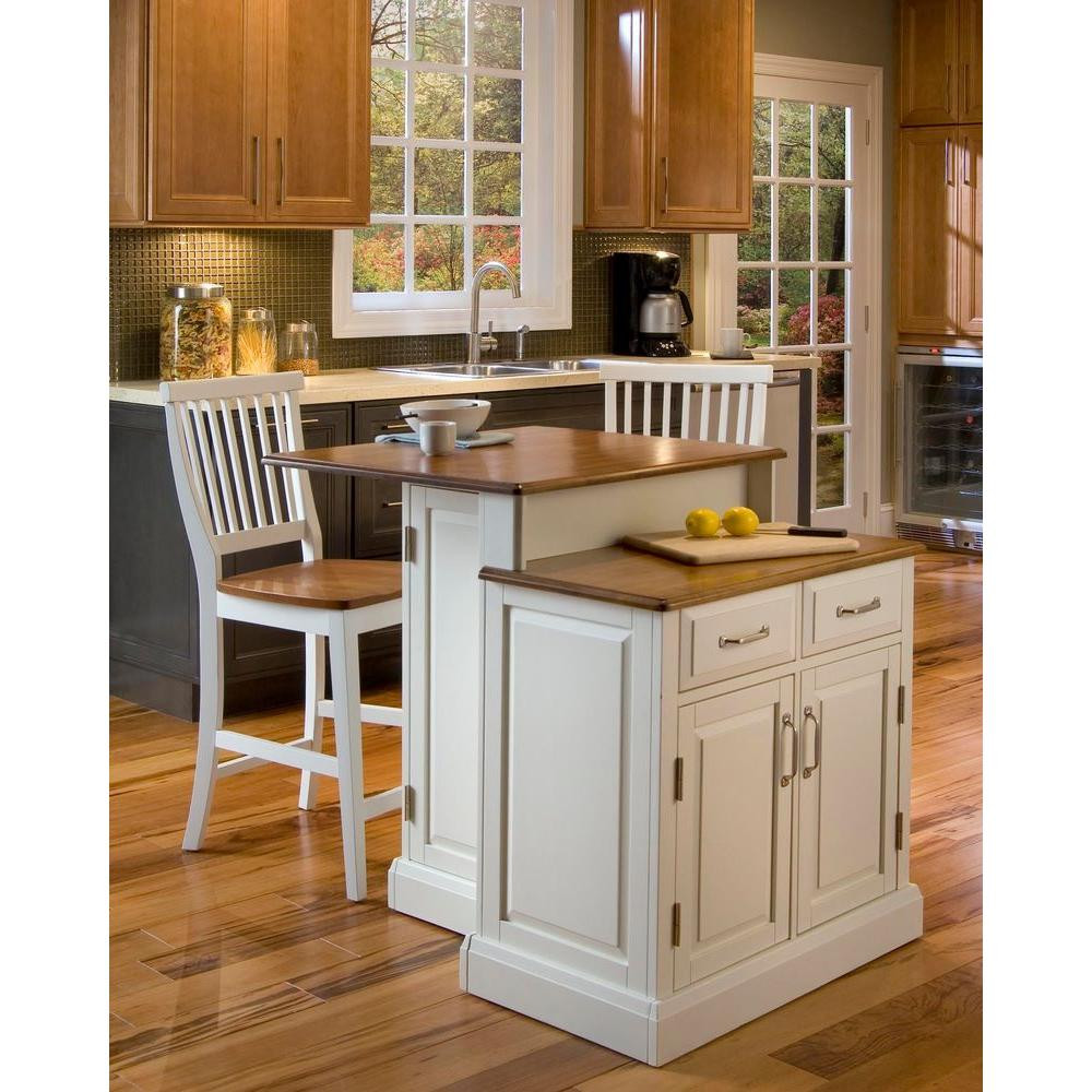 Small Kitchen Islands With Seating
 Home Styles Woodbridge White Kitchen Island With Seating