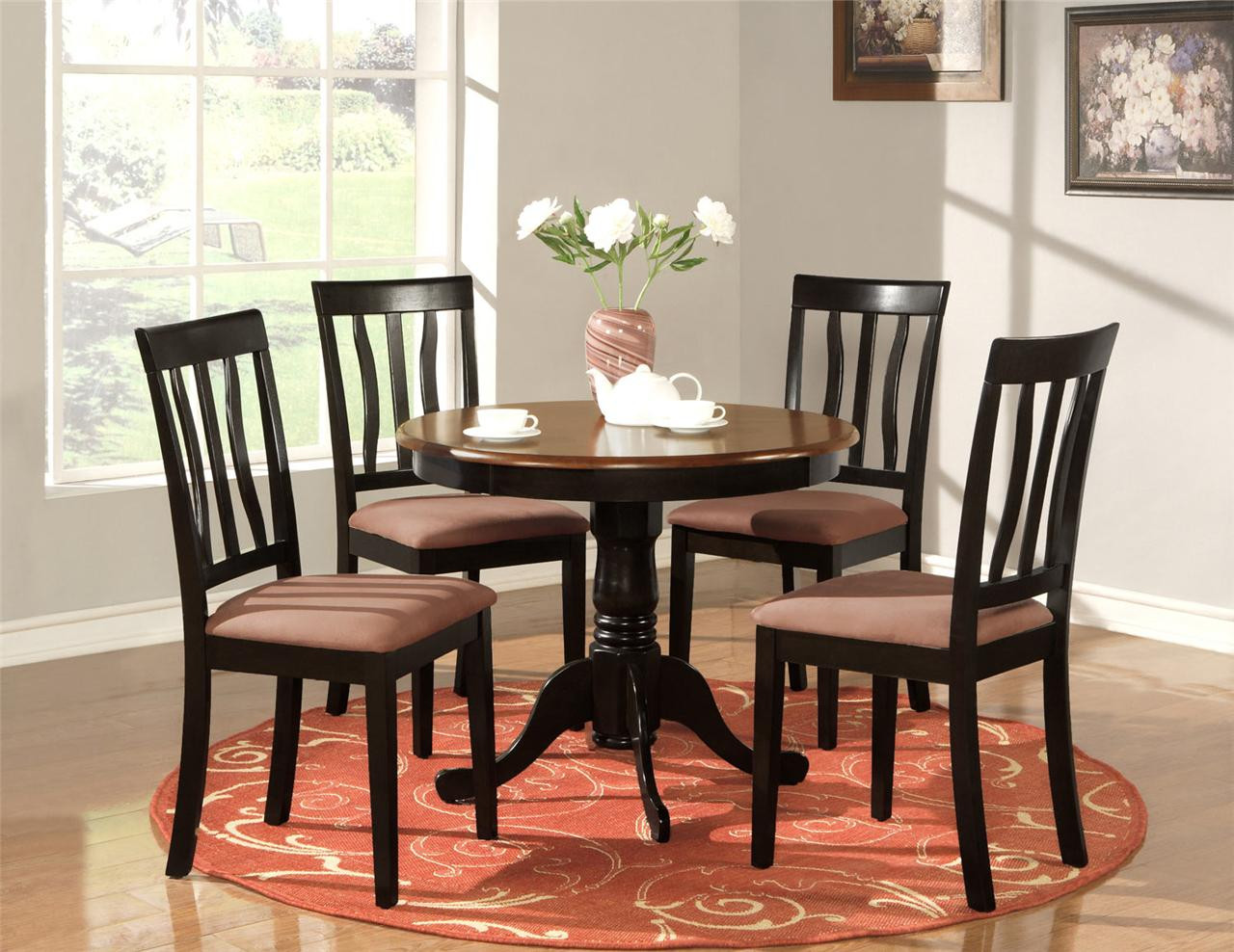 Small Kitchen Table For 4
 5 PC ROUND TABLE DINETTE KITCHEN TABLE & 4 CHAIRS OAK