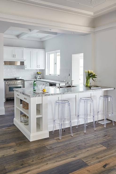Small Kitchen With Peninsula
 Kitchen Peninsula with Charles Ghost Bar Stools