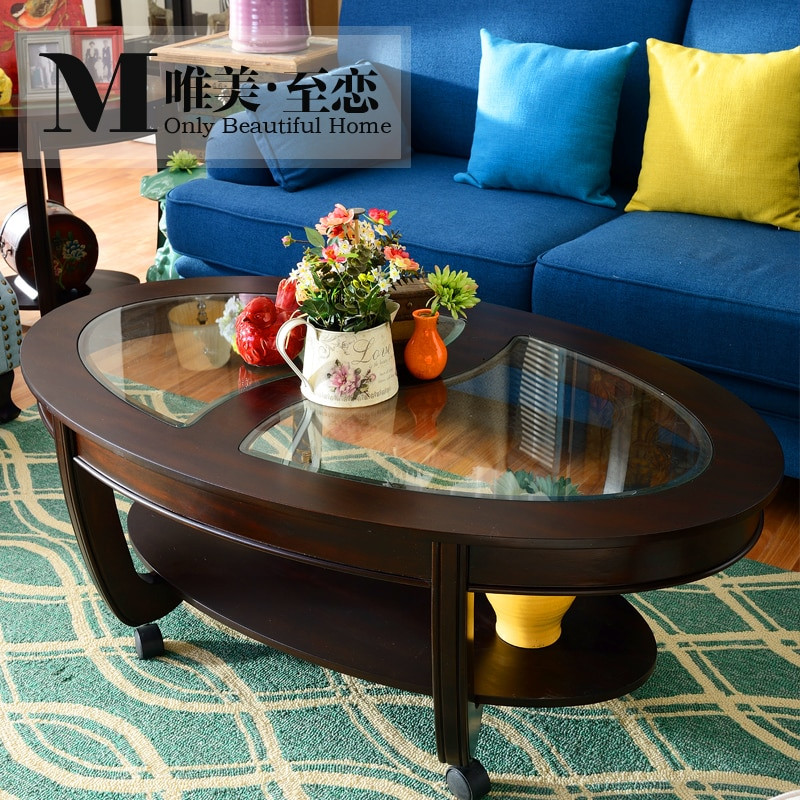 Small Living Room Table
 American country retro round coffee table small apartment