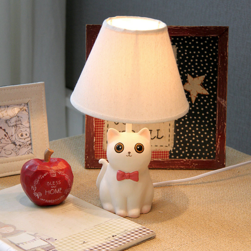 Small Table Lamp For Bedroom
 Cat resin cartoon small table lamp child table lamp