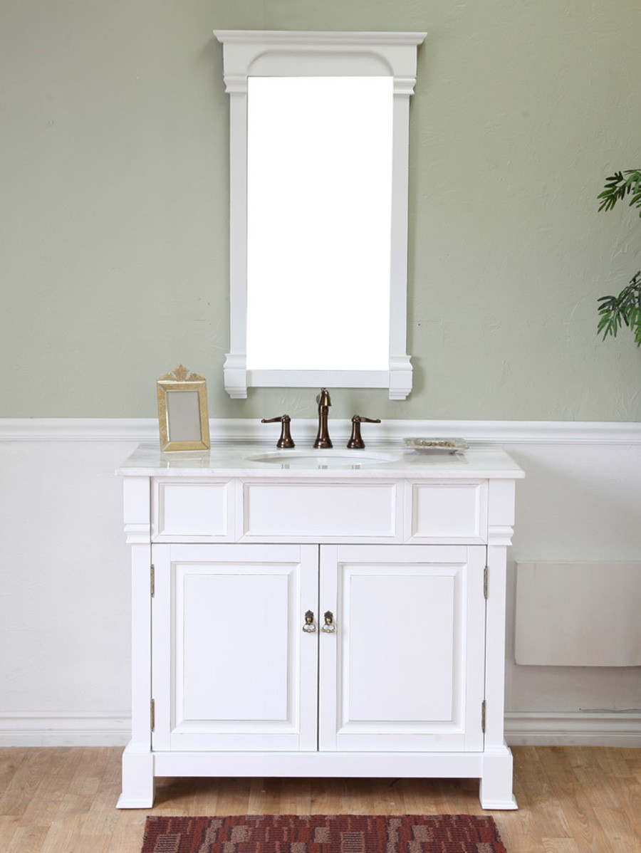 Small White Bathroom Vanity
 42" Helena Single Bath Vanity White Bathgems