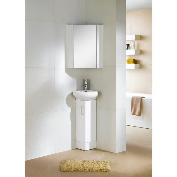 Small White Bathroom Vanity
 Shop Fine Fixtures Milan Wood White Small Corner Bathroom