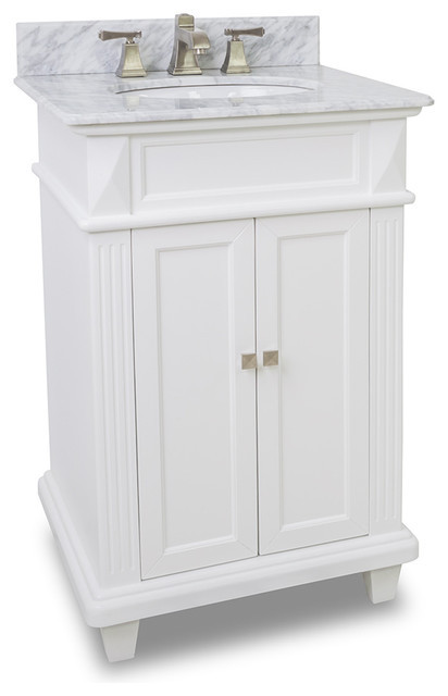 Small White Bathroom Vanity
 Small white bathroom vanity with marble top and sink 24