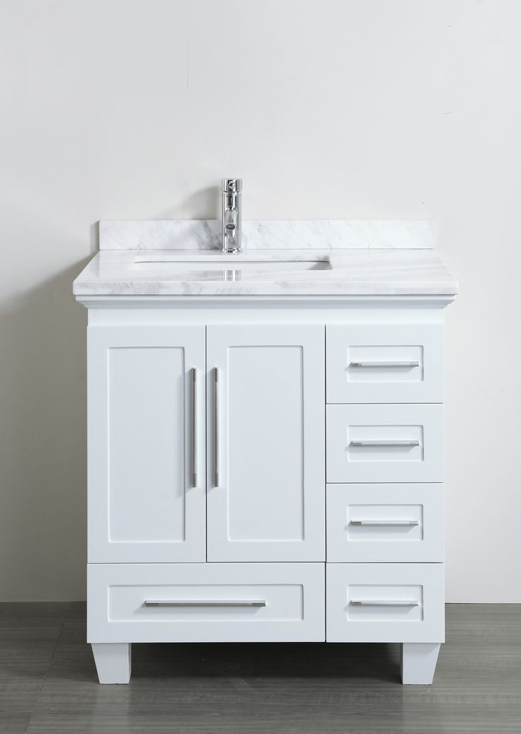 Small White Bathroom Vanity
 Accanto Contemporary 30 inch White Finish Bathroom Vanity