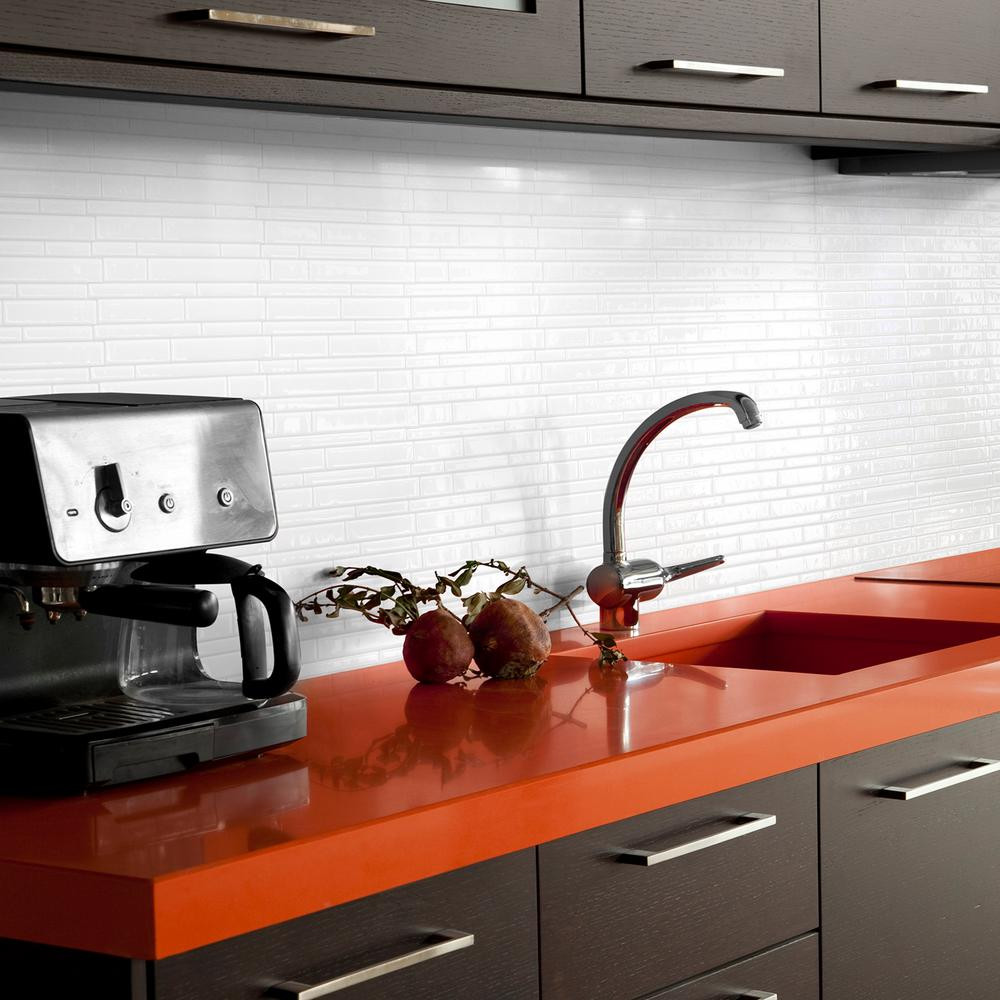 Smart Tiles Kitchen Backsplash
 Smart Tiles Milano Blanco 11 55 in W x 9 65 in H Peel