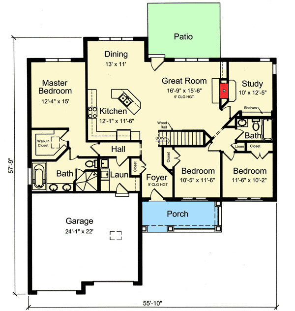 Split Master Bedroom Floor Plans
 e Story Split Bedroom House Plan ST