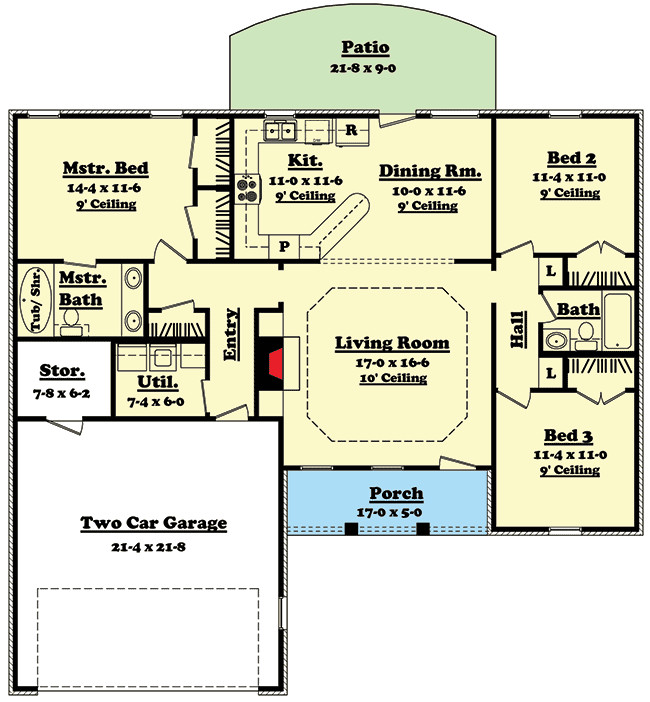 Split Master Bedroom Floor Plans
 Split Bedroom Ranch Home Plan HZ