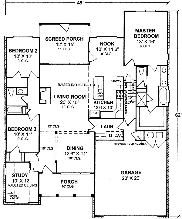 Split Master Bedroom Floor Plans
 e Story Split Bedroom House Plan WM