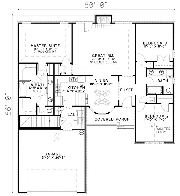 Split Master Bedroom Floor Plans
 Split Bedroom House Plan ND