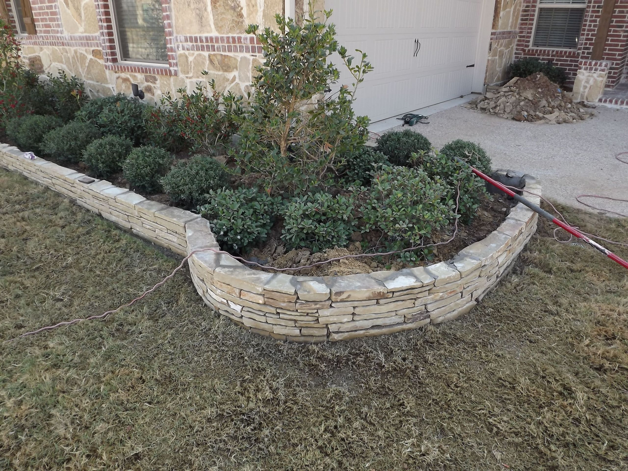 Stacked Stone Landscape Edging
 Stacked Stone Flowerbed Edging Trophy Club TX 2012 2