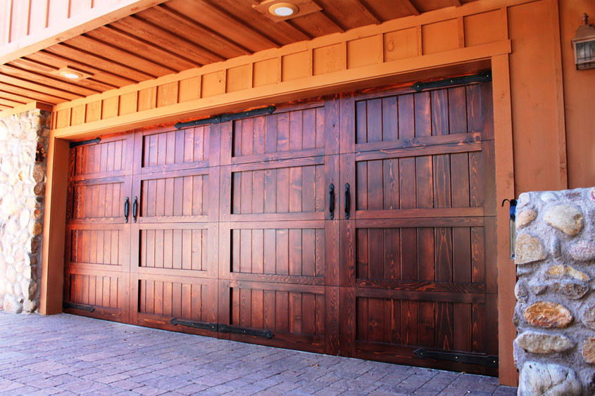 Stained Garage Doors
 Stain Grade Custom Wood Garage Doors