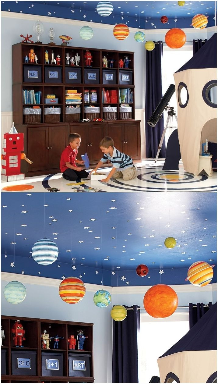 Stars For Kids Room
 Paint Stars on a Deep Blue Ceiling and Hang Planets