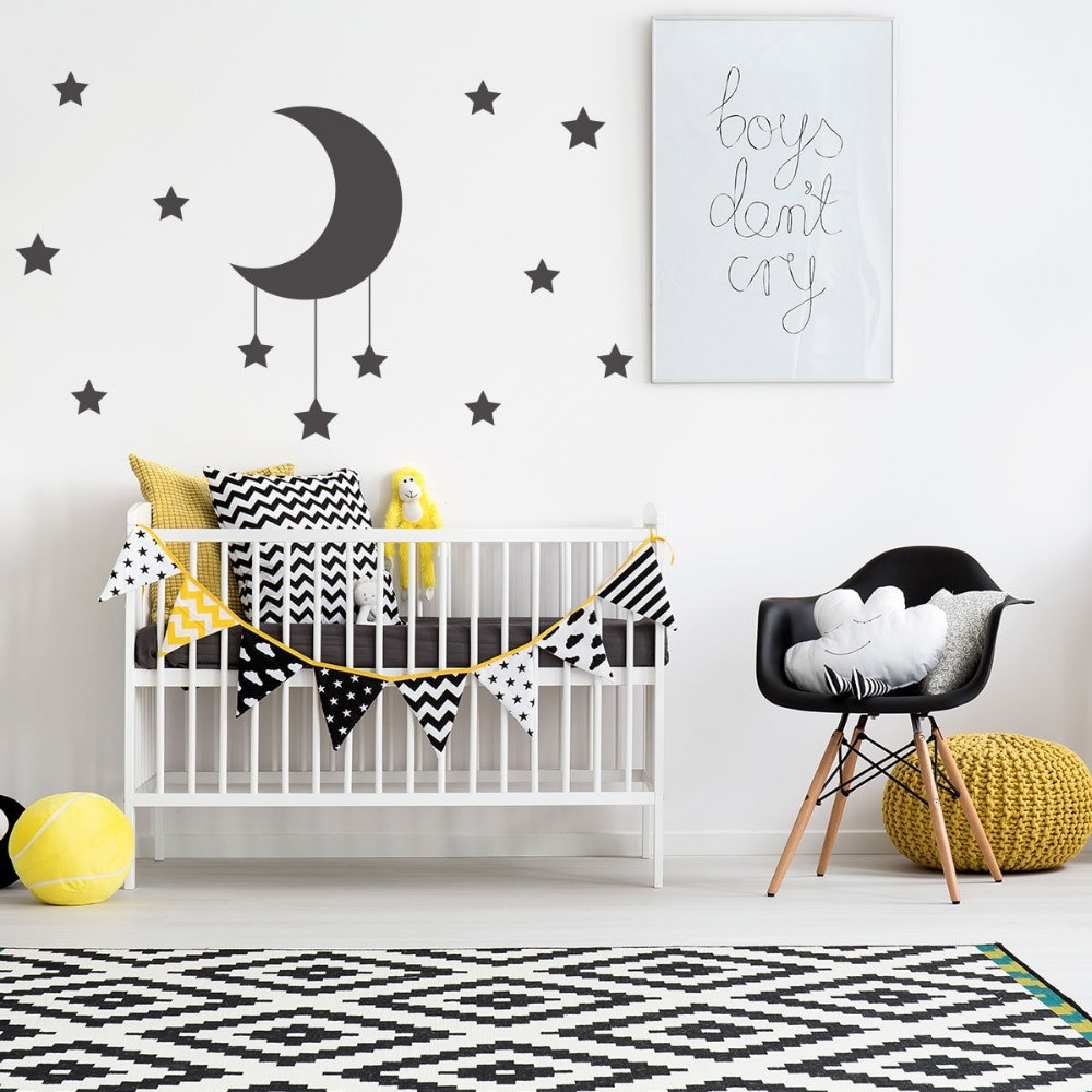 Stars For Kids Room
 size Hanging Moon And Stars Wall Stickers For Kids