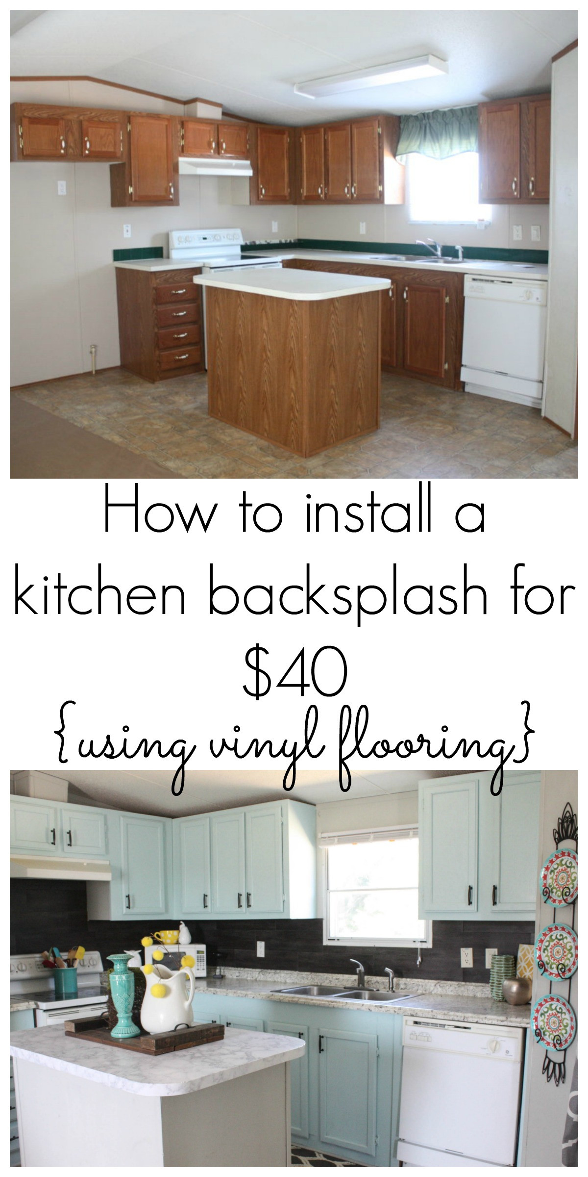 Stick On Backsplash Kitchen
 Our $40 Backsplash Using Vinyl Flooring Re Fabbed