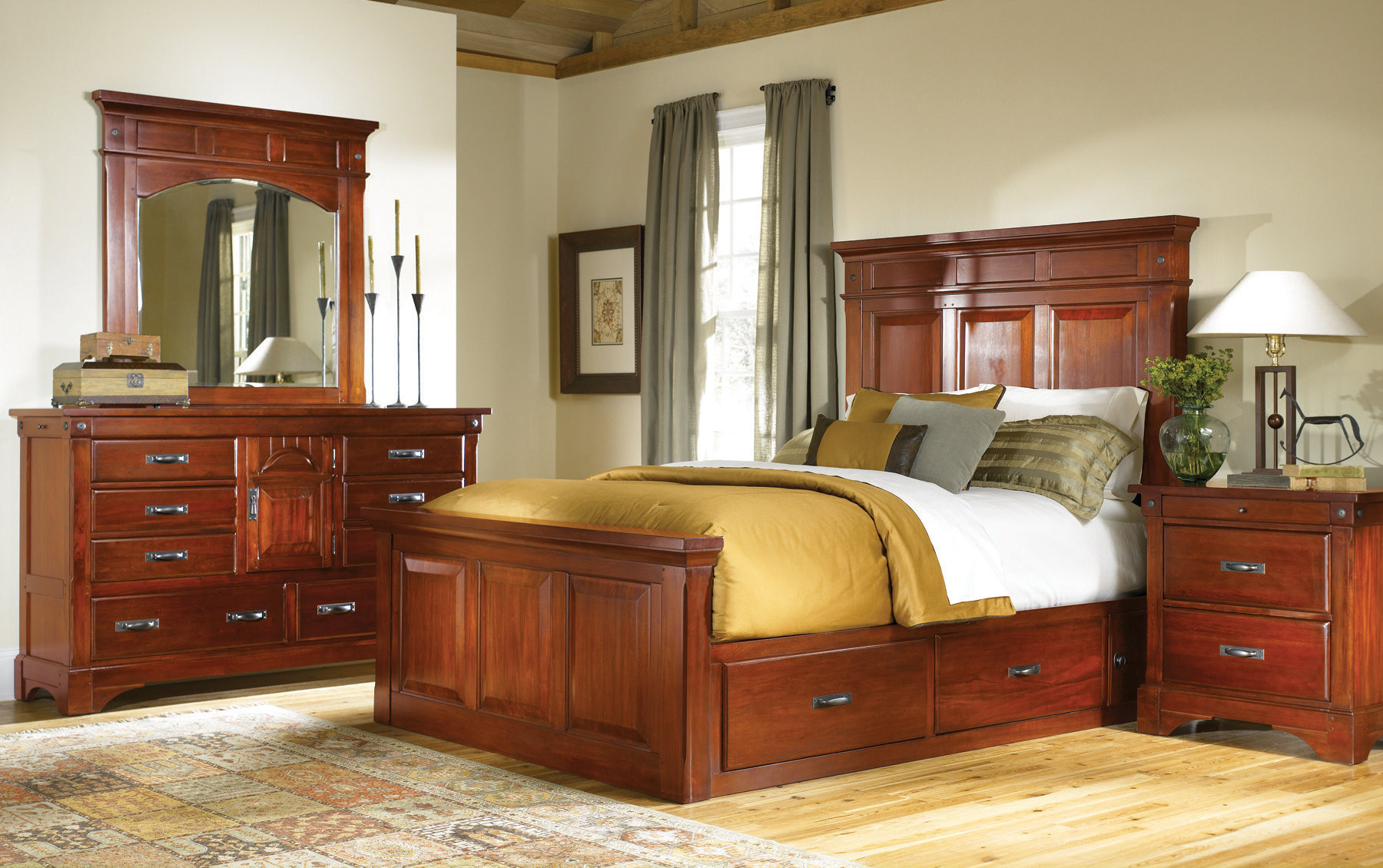Storage Bedroom Set
 Mahogany Storage Bed Classic King and Queen Solid Wood