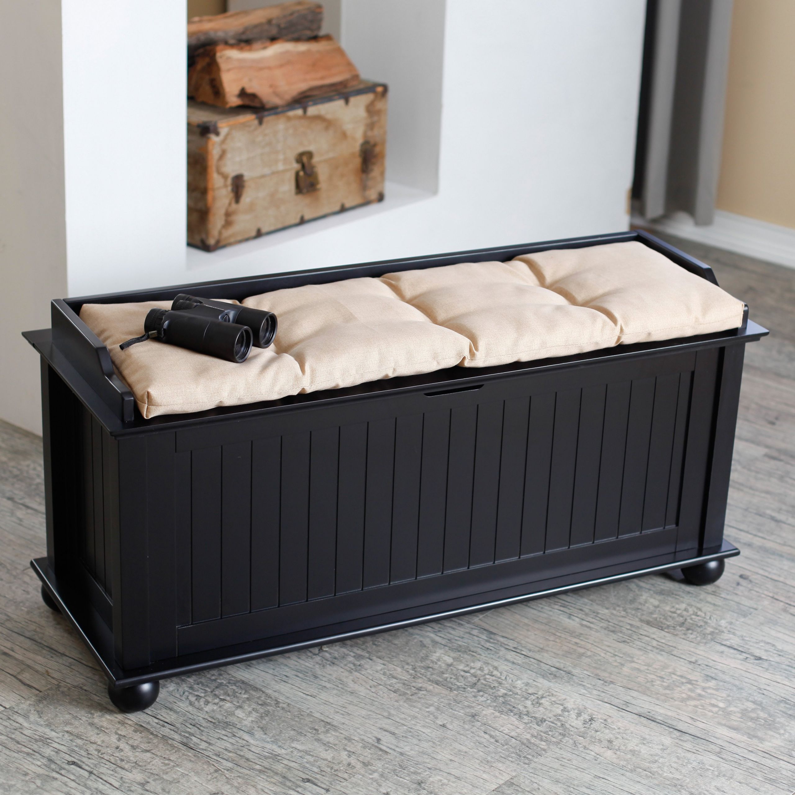 Storage Bench With Cushion
 Belham Living Morgan Traditional Flip Top Indoor Storage