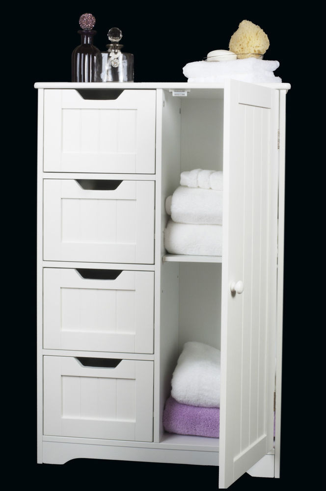 Storage Cabinet For Bedrooms
 White Wooden Storage Cabinet with Drawers and Door