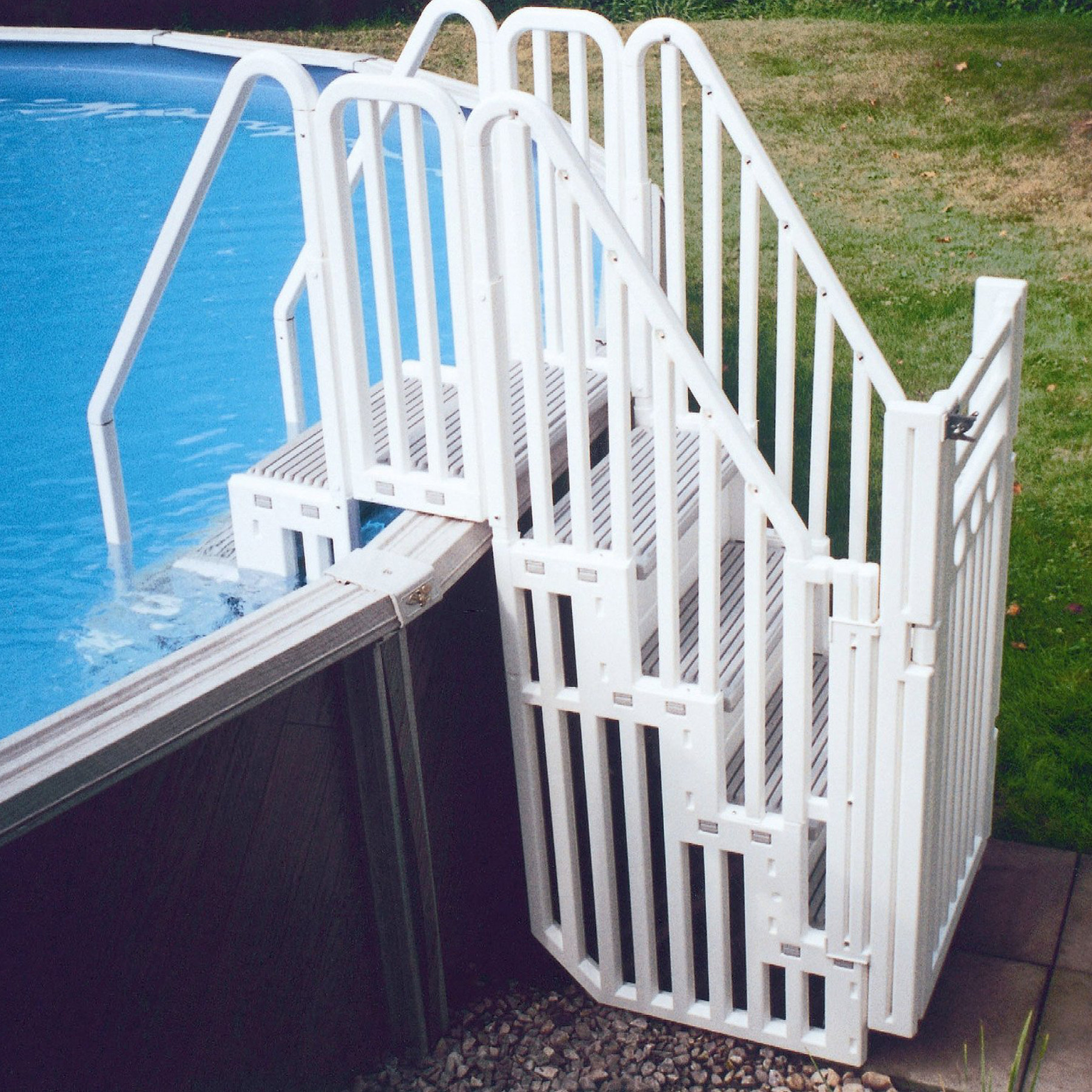 Swimming Pool Stairs Above Ground
 Confer Plastics Ground Swimming Pool Entry System w