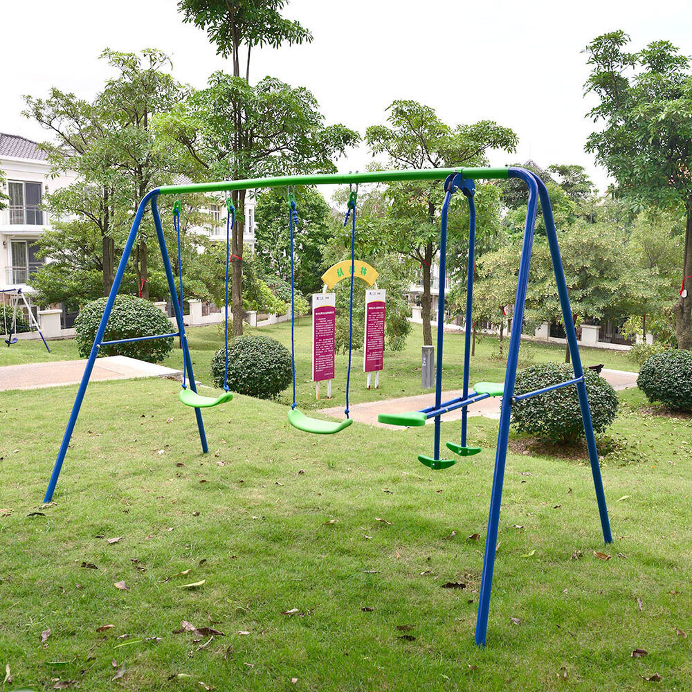 Swing For Kids
 Playground Metal Swing Set Swingset Play Outdoor Children