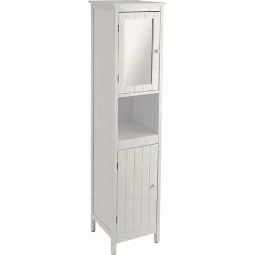 Tall Bathroom Cabinet With Doors
 TALL WHITE WOODEN BATHROOM CABINET STORAGE UNIT MIRRORED