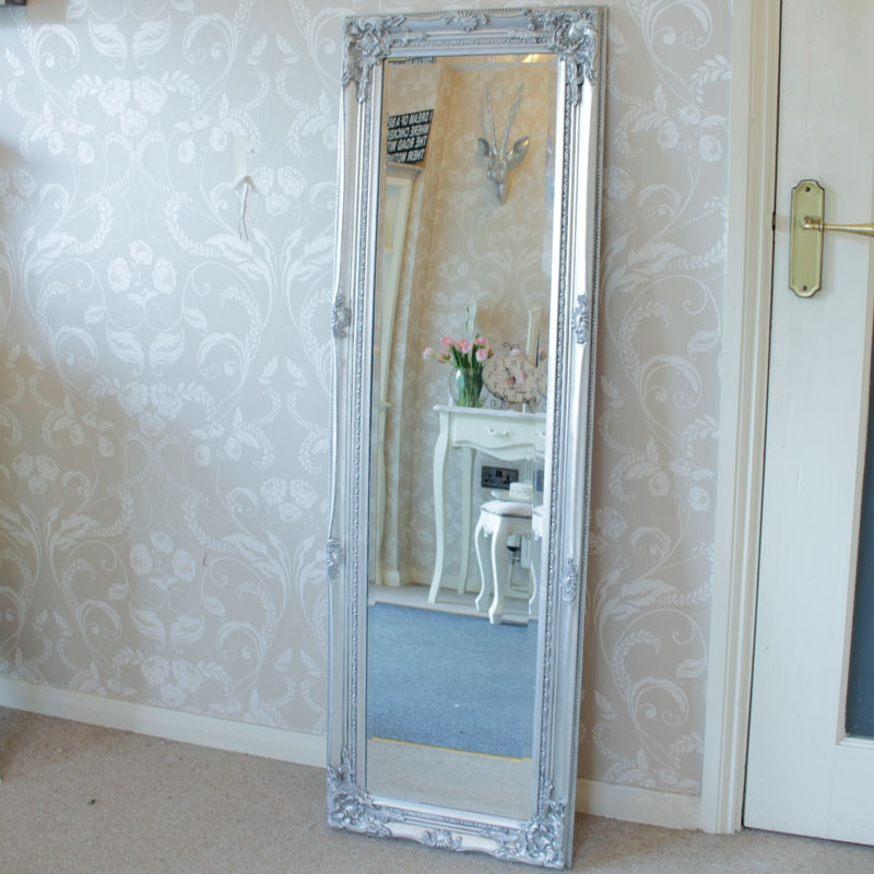 Tall Bathroom Mirror
 Tall slim silver wall mirror shabby vintage chic French