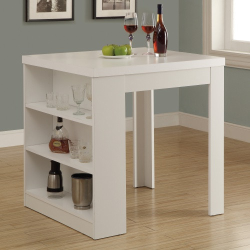 Tall White Kitchen Table
 Monarch Clayton White Square Counter Height Table with