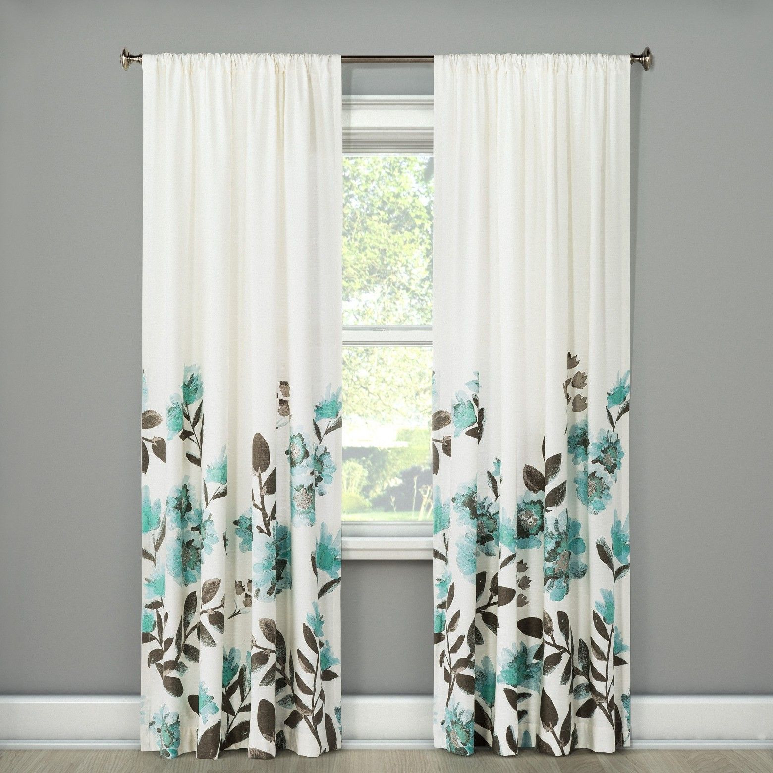 Target Living Room Curtains
 Climbing Floral Window Curtain Panel Threshold Tar