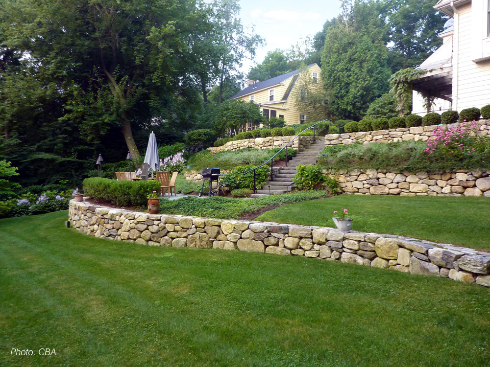 Terrace Landscape Front
 HIllside Residence Newton — CBA Landscape Architects LLC