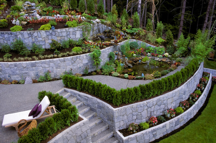 Terrace Landscape Front
 27 Backyard Retaining Wall Ideas and Terraced Gardens