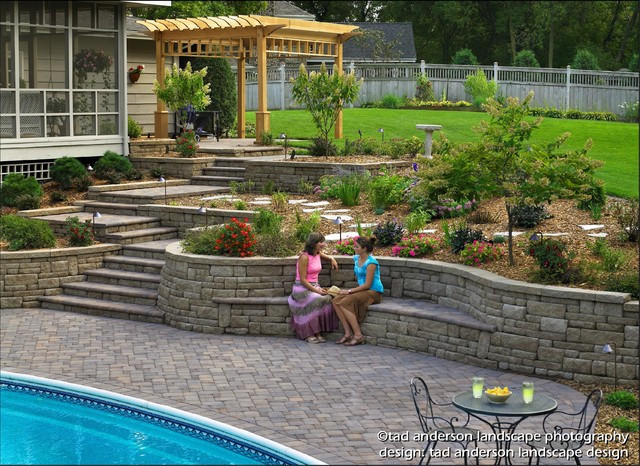Terrace Landscape Pool
 Pool Patio Renovation Terraced Walls & Built In Seating