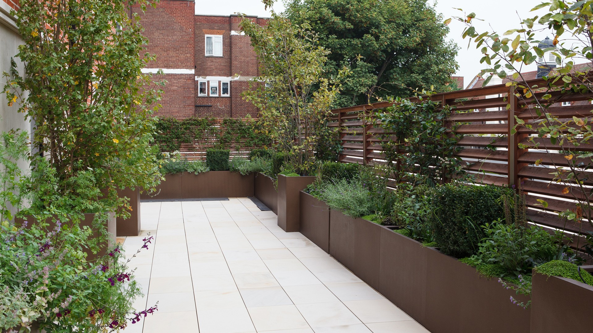 Terrace Landscape Residential
 Modern Roof Terrace Planters Randle Siddeley