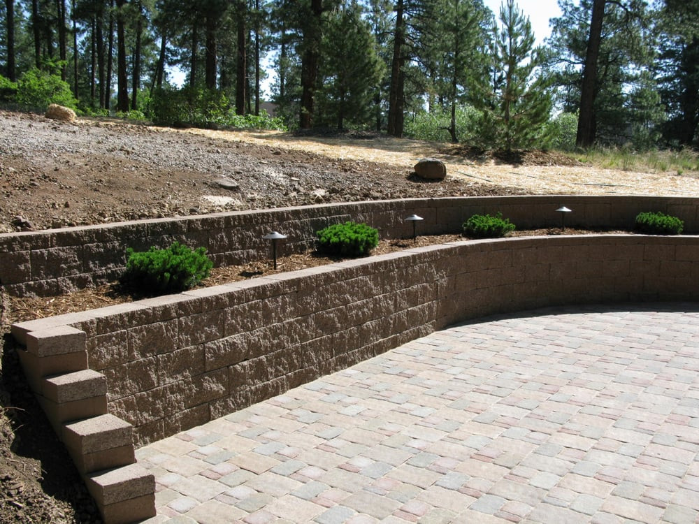 Terrace Landscape Retaining Wall
 Terraced Retaining Wall Concrete Paver Patio Steep Walls