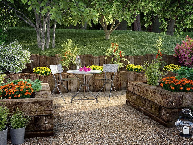 Terrace Landscape With Railroad Ties
 Use Outdoor Essentials railroad ties for decorative
