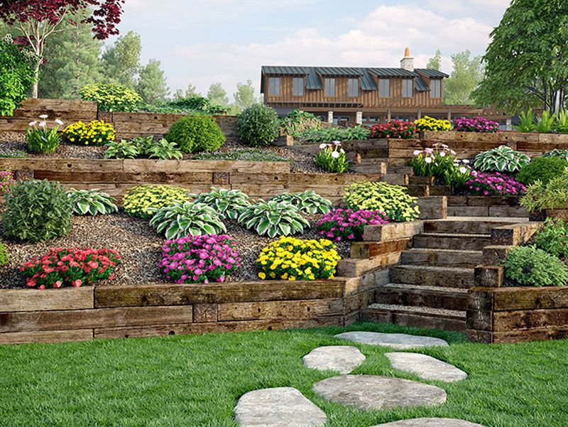 Terrace Landscape with Railroad Ties New Use Outdoor Essentials Railroad Ties for Decorative