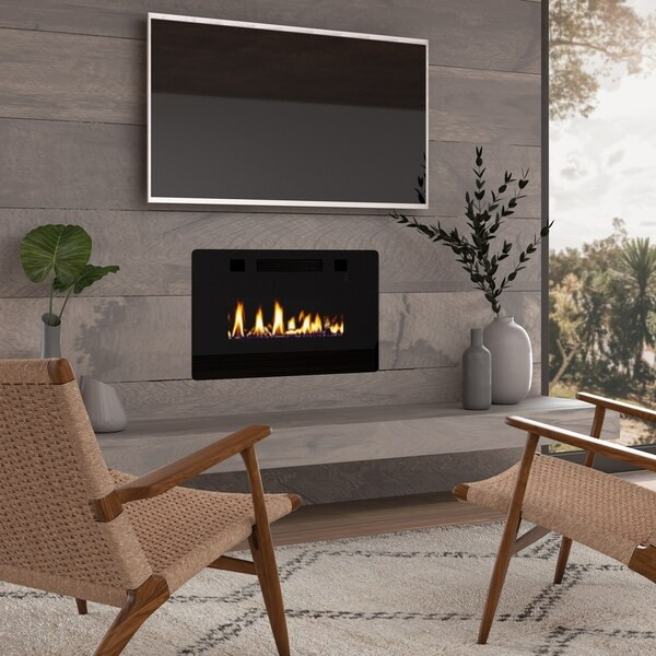 Thin Electric Fireplace
 Shop 30" Ultra Thin Electric Fireplace Insert Wall
