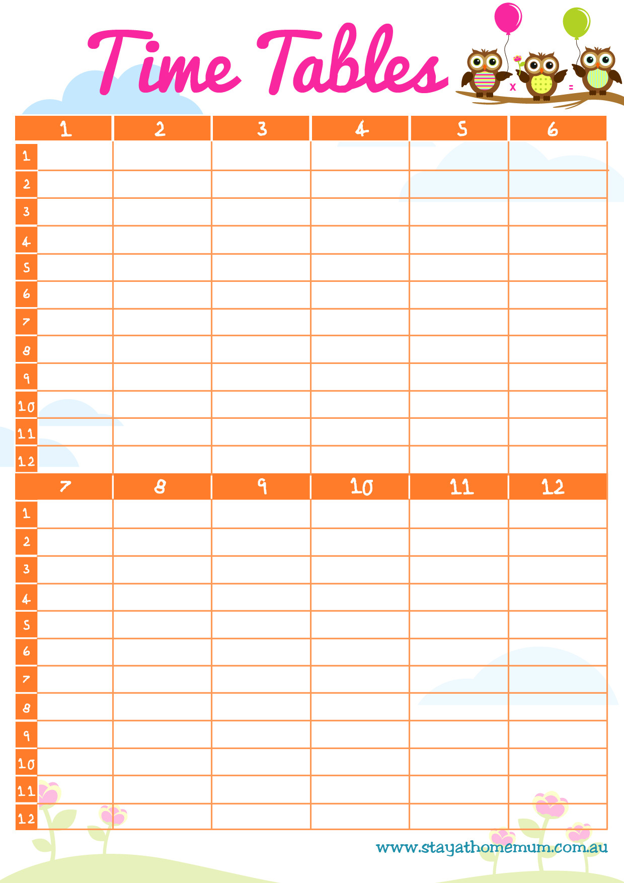 Time Table For Kids
 Times Tables Free Printable Stay at Home Mum