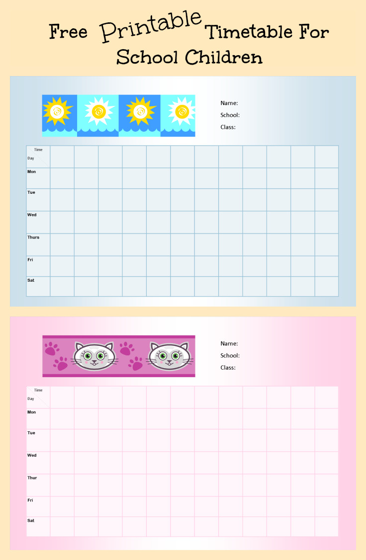 Time Table For Kids
 Free Printable School Timetable For Kids Parenting Times