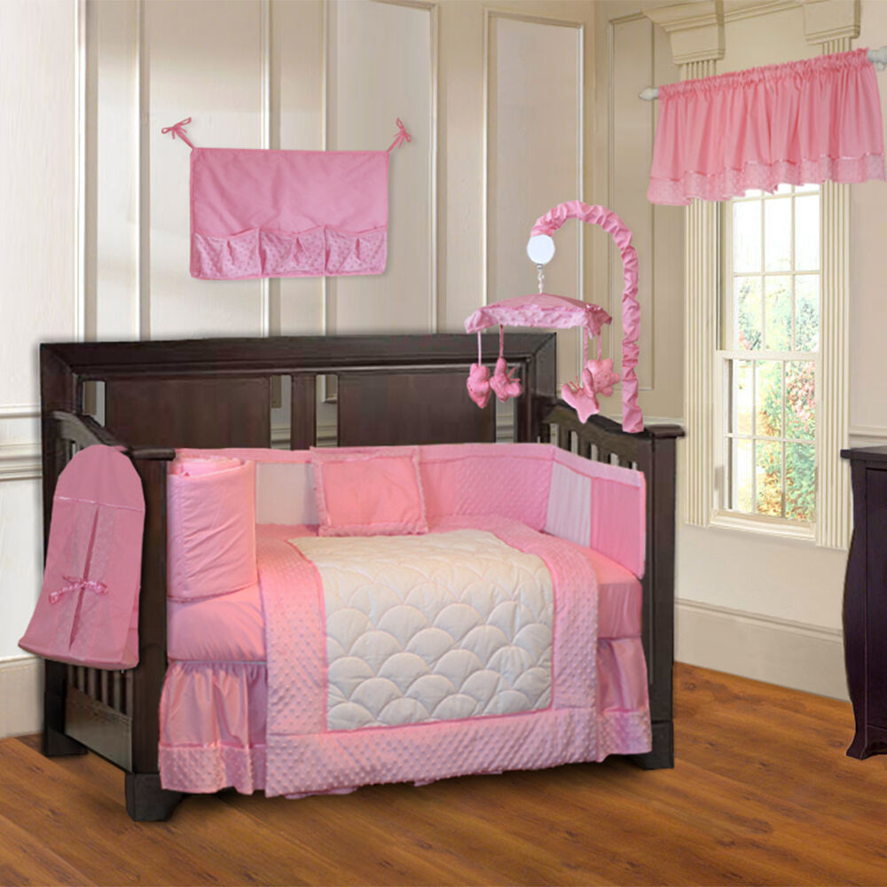 Toddler Bedroom Set For Girls
 BabyFad 10 Piece Minky Pink Girls Ultra Soft Baby Crib
