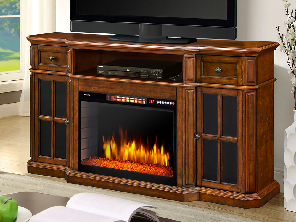 Tv Electric Fireplace
 Sinclair Electric Fireplace TV Stand in Aged Cherry 259