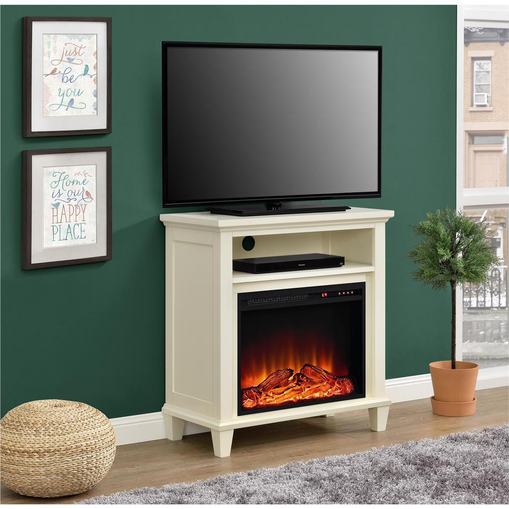 Tv Electric Fireplace
 Ameriwood Ellington 32 in Ivory TV Stand with Electric