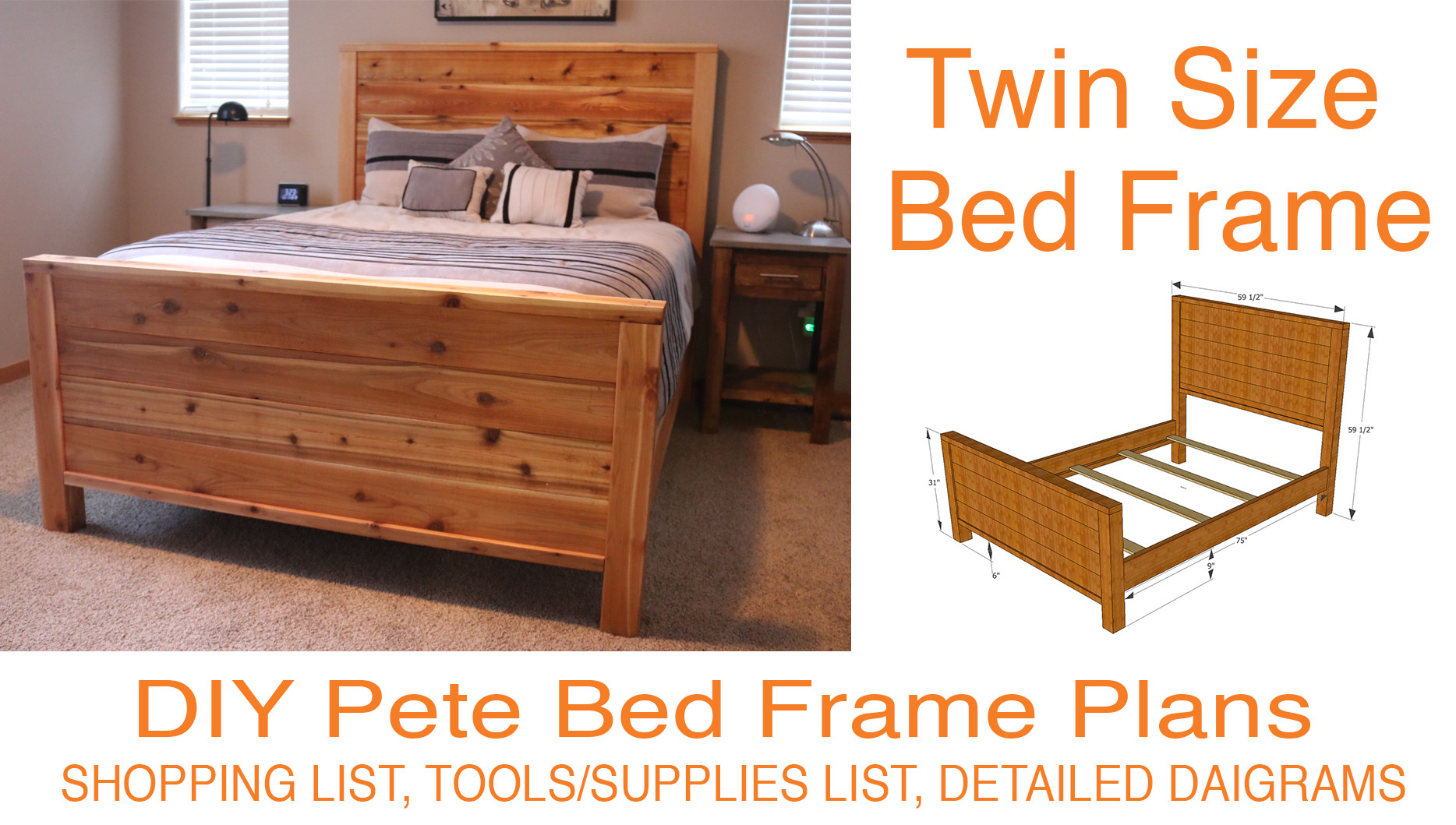 Twin Bed DIY Plans
 DIY Bed Frame Plans How to Make a bed frame with DIY Pete