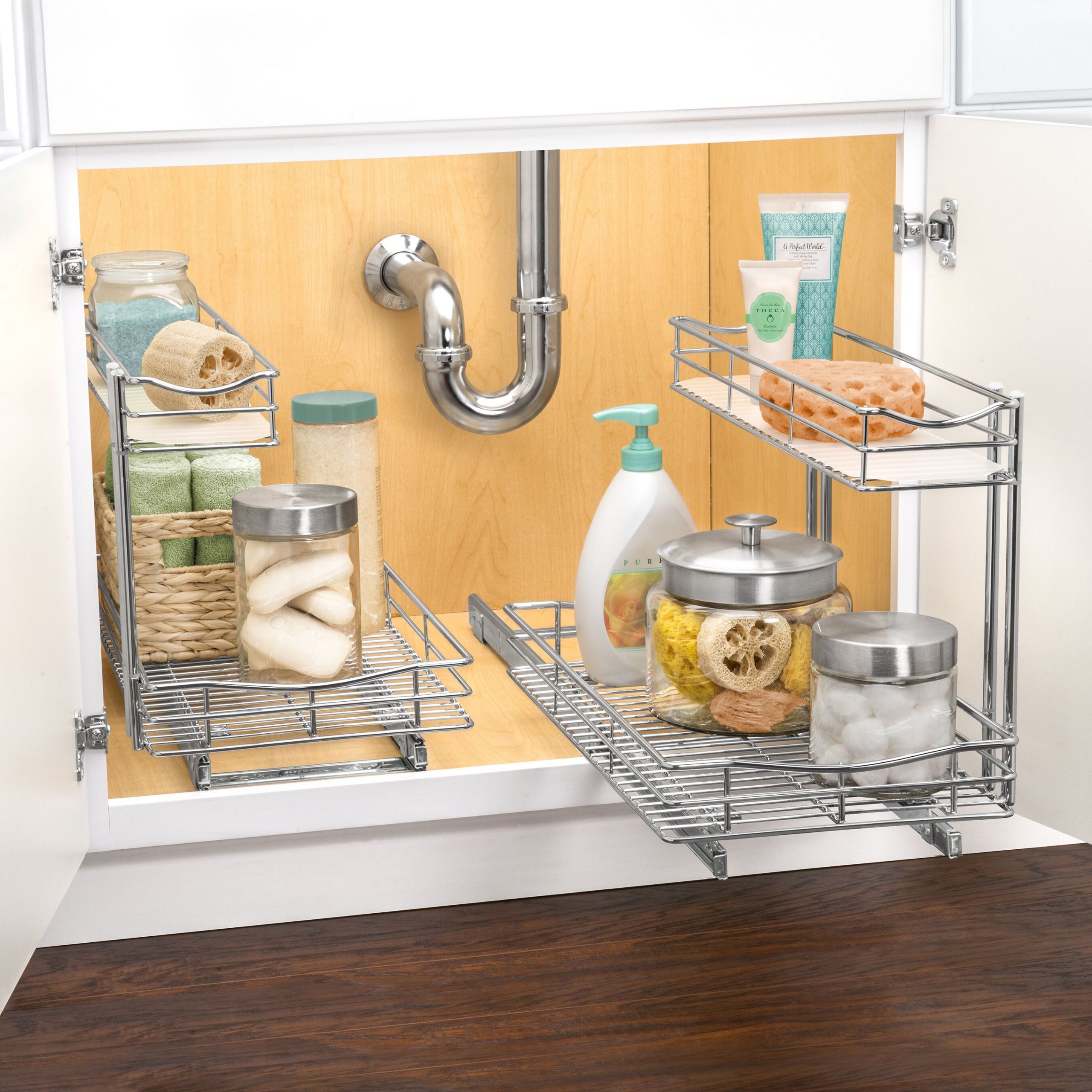 Under Bathroom Sink Shelf
 Lynk Roll Out Under Sink Cabinet Organizer Pull Out Two