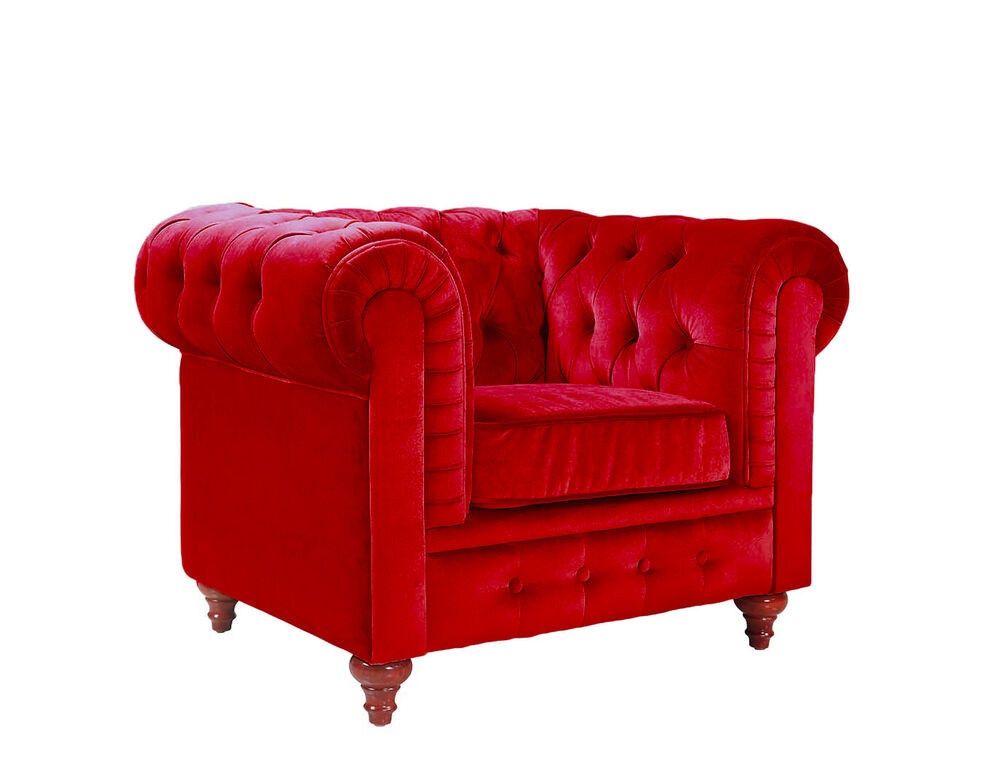 Velvet Living Room Chairs
 Chesterfield Red Velvet Style Modern Living Room Accent