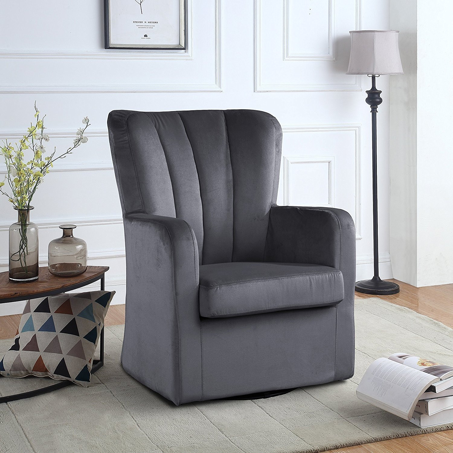 Velvet Living Room Chairs Beautiful Modern Velvet Swivel Armchair Rotating Accent Chair for