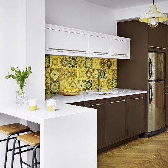 Vintage Kitchen Tiles
 Brown and white kitchen with retro tiles