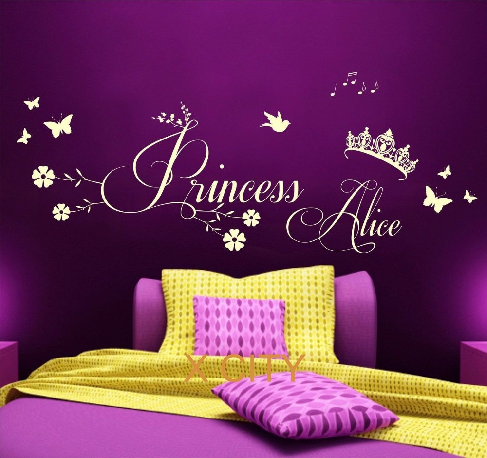 Wall Art For Girls Bedrooms
 Princess Crown Personalised Name CHILDREN GIRL BEDROOM