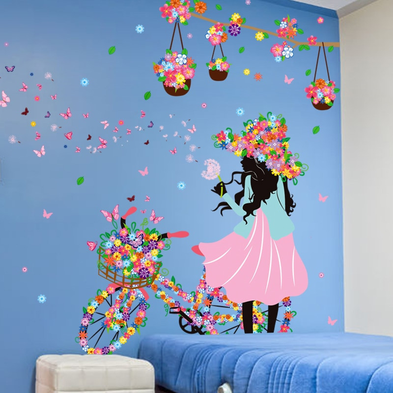 Wall Art For Girls Bedrooms
 Aliexpress Buy DIY Wall Decor Cycling Girl Art Wall
