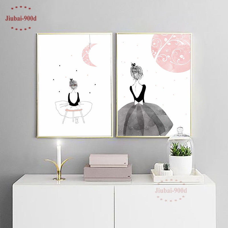 Wall Art For Girls Bedrooms
 Watercolor Girls Canvas Art Print Painting Poster Wall